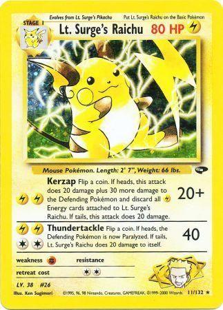 Lt. Surge's Raichu 011/132  - Unlimited Holofoil Gym Challenge - Holo Rare