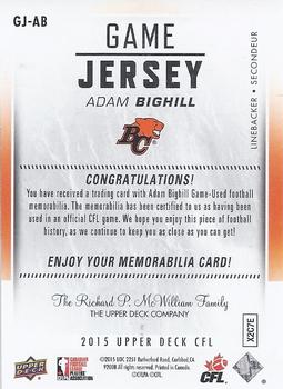 2015 Upper Deck CFL Game Jersey
