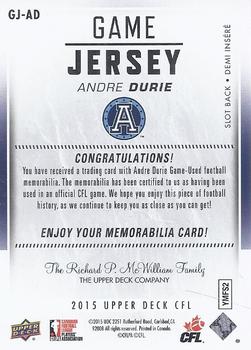 2015 Upper Deck CFL Game Jersey