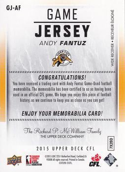 2015 Upper Deck CFL Game Jersey