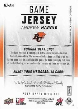 2015 Upper Deck CFL Game Jersey