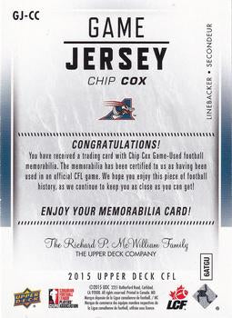 2015 Upper Deck CFL Game Jersey