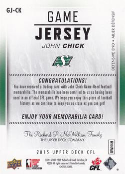 2015 Upper Deck CFL Game Jersey