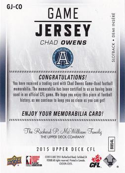 2015 Upper Deck CFL Game Jersey