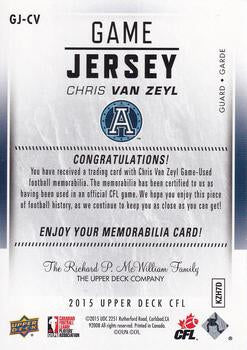 2015 Upper Deck CFL Game Jersey