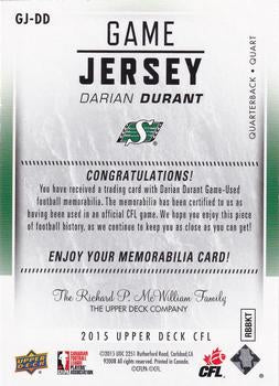 2015 Upper Deck CFL Game Jersey