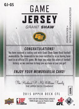 2015 Upper Deck CFL Game Jersey