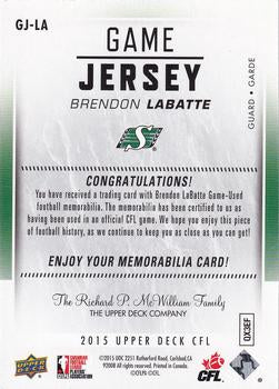 2015 Upper Deck CFL Game Jersey