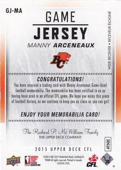 2015 Upper Deck CFL Game Jersey
