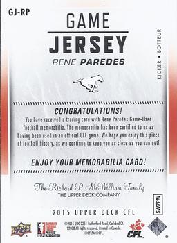 2015 Upper Deck CFL Game Jersey