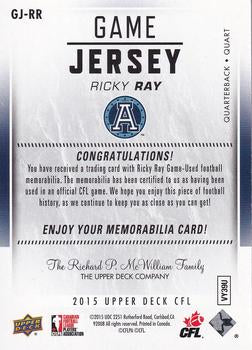 2015 Upper Deck CFL Game Jersey
