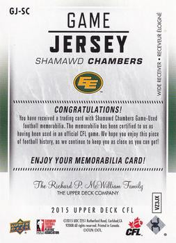 2015 Upper Deck CFL Game Jersey