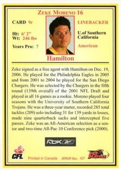 2007 Jogo CFL Rookie