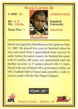 2007 Jogo CFL Rookie