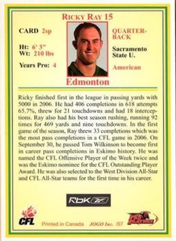 2007 Jogo CFL Short Print	2SP	Ricky Ray - 200 made!