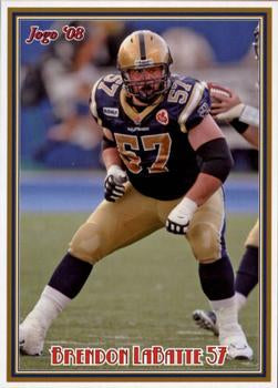 2008 Jogo CFL # 152 Brendon LaBatte