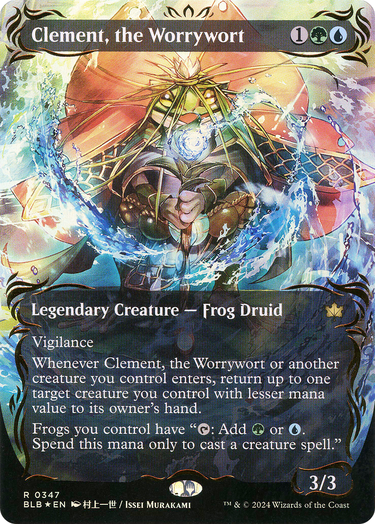 Clement, the Worrywort (Borderless) (Raised Foil) (BLB-347)  Foil - Bloomburrow: (Showcase)