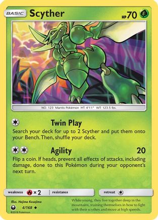 Scyther 004/168  - Reverse Holofoil SM  Celestial Storm - Uncommon