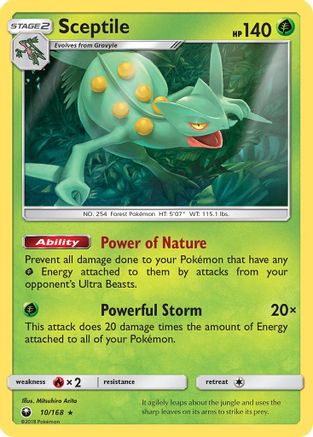 Sceptile 010/168  - Reverse Holofoil SM  Celestial Storm - Rare