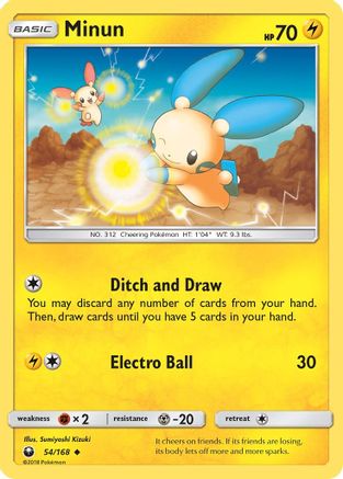 Minun 054/168  - Reverse Holofoil SM  Celestial Storm - Uncommon