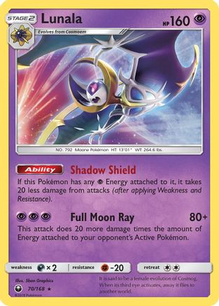 Lunala 070  - Holofoil SM  Celestial Storm - Holo Rare