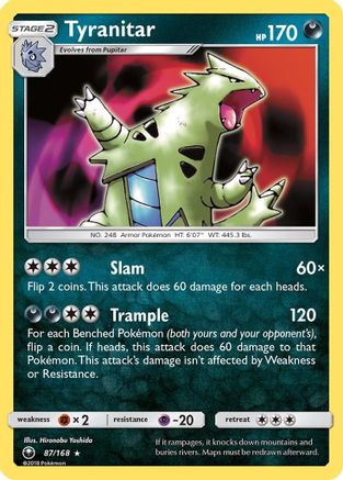 Tyranitar 087/168  - Reverse Holofoil SM  Celestial Storm - Holo Rare