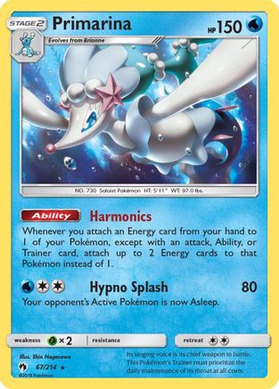 Primarina 067/214  SM  Lost Thunder - Rare