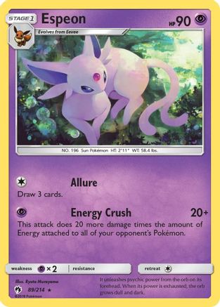 Espeon 089/214  - Reverse Holofoil SM  Lost Thunder - Rare