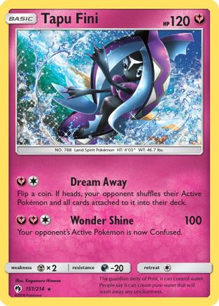 Tapu Fini 151/214  - Reverse Holofoil SM  Lost Thunder - Holo Rare