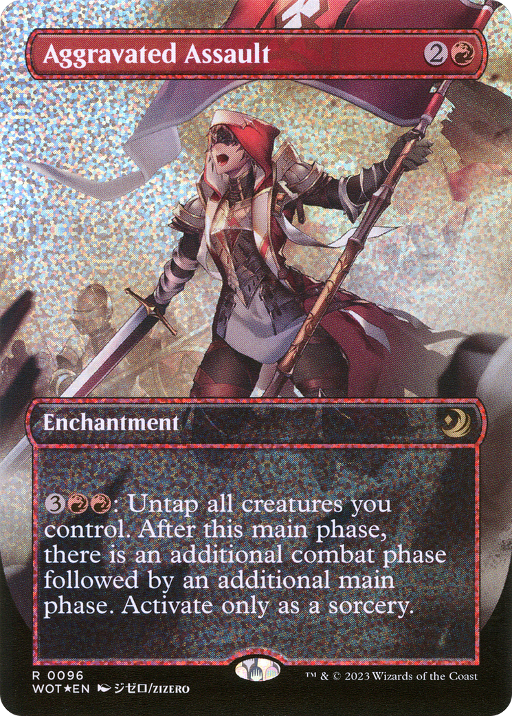 Aggravated Assault (Anime Borderless) (Confetti Foil) (WOT-096)  Foil - Wilds of Eldraine: Enchanting Tales
