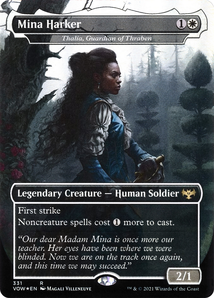 Mina Harker - Thalia, Guardian of Thraben (VOW-331) - Innistrad: Crimson Vow / Mina Harker (Borderless) Foil