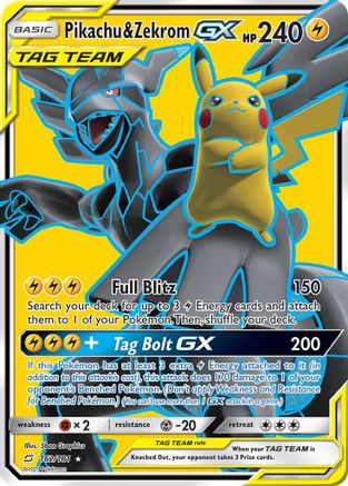 Pikachu & Zekrom GX (Full Art) 162/181  - Holofoil SM  Team Up - Ultra Rare