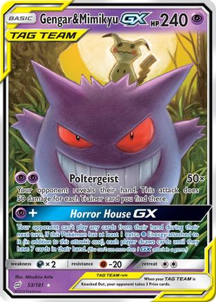 Gengar & Mimikyu GX 053/181  - Holofoil SM  Team Up - Ultra Rare