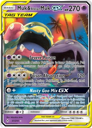 Muk & Alolan Muk GX 061/214  - Holofoil SM  Unbroken Bonds - Ultra Rare