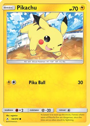 Pikachu 054/214  - Reverse Holofoil SM  Unbroken Bonds - Common