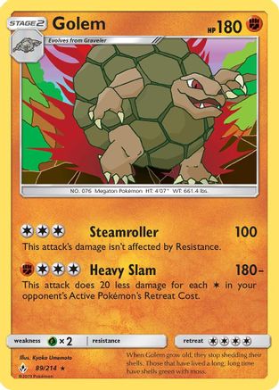 Golem 089/214  - Holofoil SM  Unbroken Bonds - Holo Rare