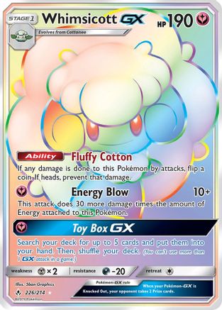 Whimsicott GX (Secret) 226  - Holofoil SM  Unbroken Bonds - Secret Rare