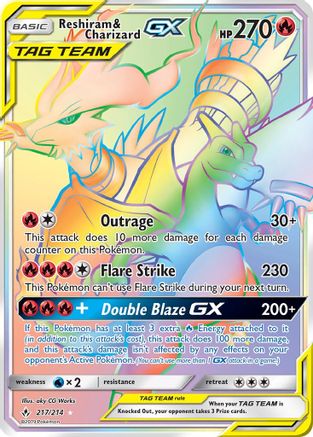Reshiram & Charizard GX (Secret) 217  - Holofoil SM  Unbroken Bonds - Secret Rare