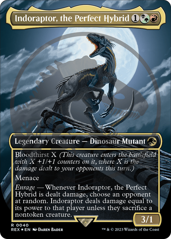 Indoraptor, the Perfect Hybrid (Borderless) (Emblem) (REX-040)  Foil - Jurassic World Collection