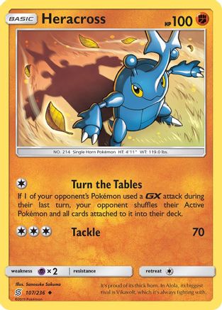 Heracross 107/236  - Reverse Holofoil SM  Unified Minds - Uncommon