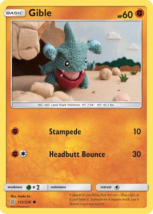 Gible 112/236  - Reverse Holofoil SM  Unified Minds - Common