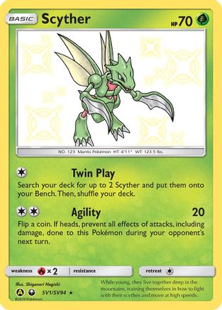 Scyther SV1/SV94  - Holofoil Hidden Fates Shiny Vault - Shiny Holo Rare
