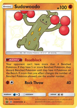 Sudowoodo SV20/SV94  - Holofoil Hidden Fates Shiny Vault - Shiny Holo Rare
