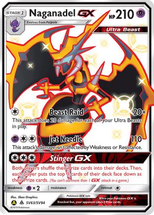 Naganadel GX SV63/SV94  - Holofoil Hidden Fates Shiny Vault - Shiny Holo Rare