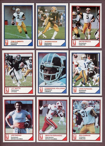 1983 Jogo CFL Limited Canadian Football Set of 110 Cards with Warren Moon