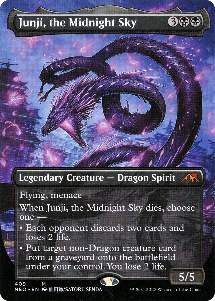 Junji, the Midnight Sky (Borderless) (NEO-409) - Kamigawa: Neon Dynasty (Borderless)