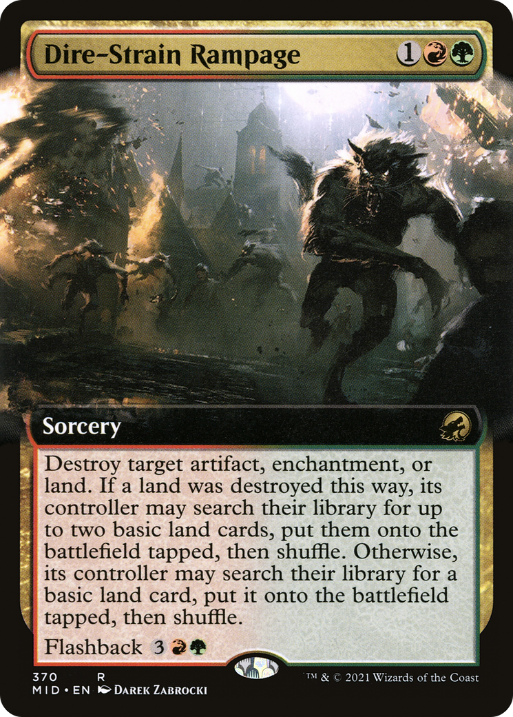 Dire-Strain Rampage (Extended Art) (MID-370)  Foil - Innistrad: Midnight Hunt: (Extended Art)