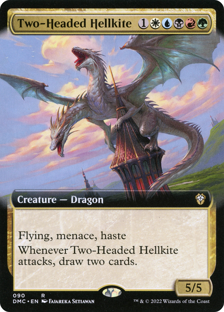 Two-Headed Hellkite (Extended Art) (DMC-090)  - Dominaria United Commander: (Extended Art)