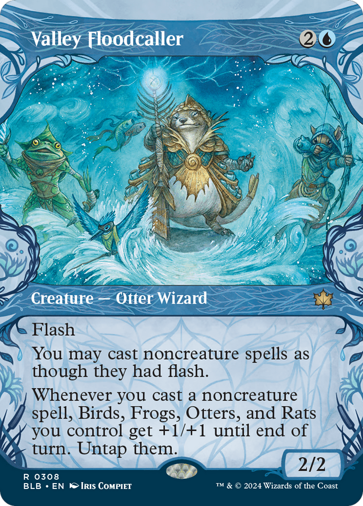 Valley Floodcaller (Showcase) (BLB-308)  Foil - Bloomburrow: (Showcase) (Borderless)
