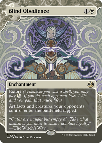 Blind Obedience (WOT-001)  - Wilds of Eldraine: Enchanting Tales: (Showcase) (Borderless)